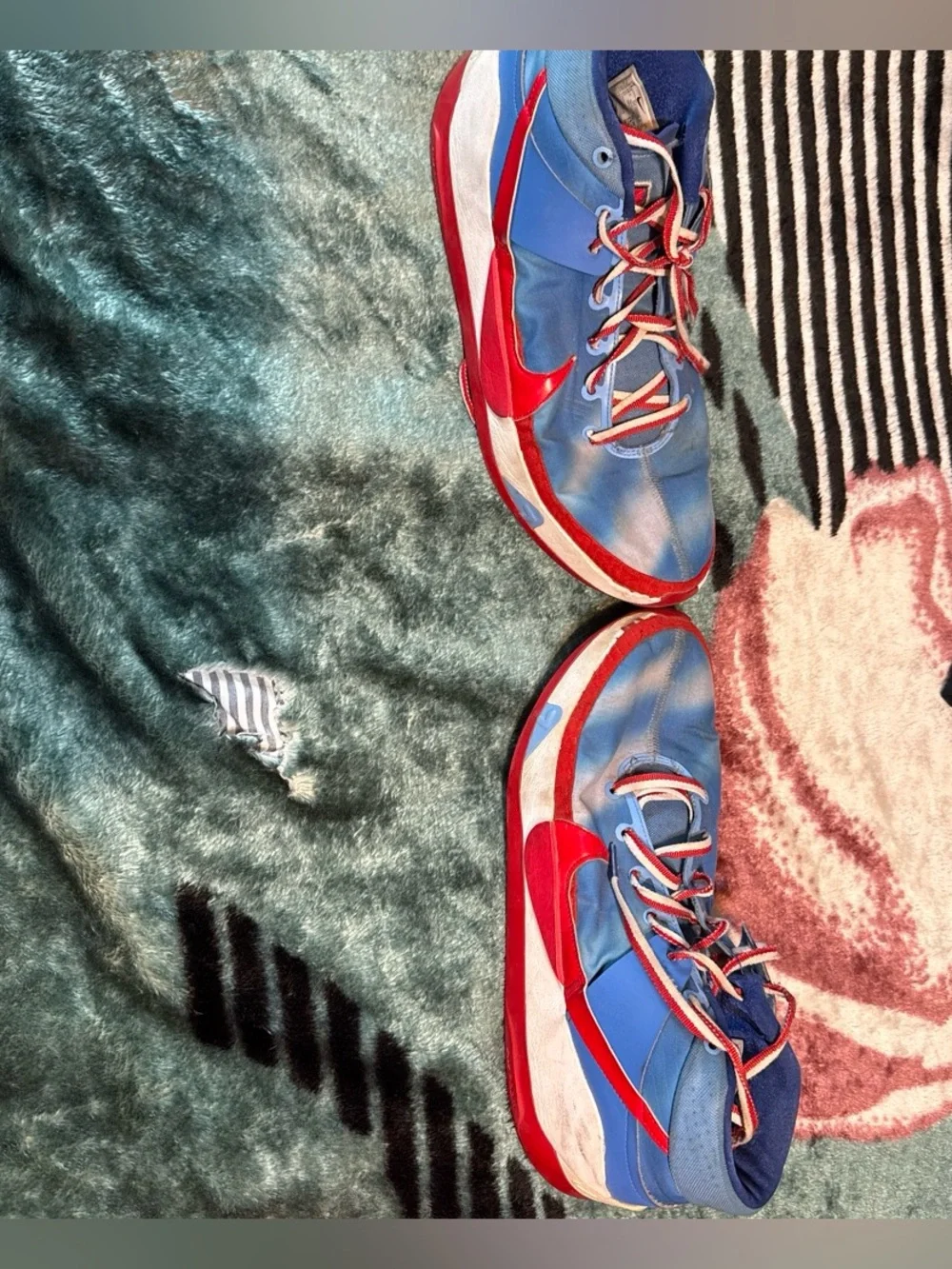 Nike Blue and Red basketball shoes